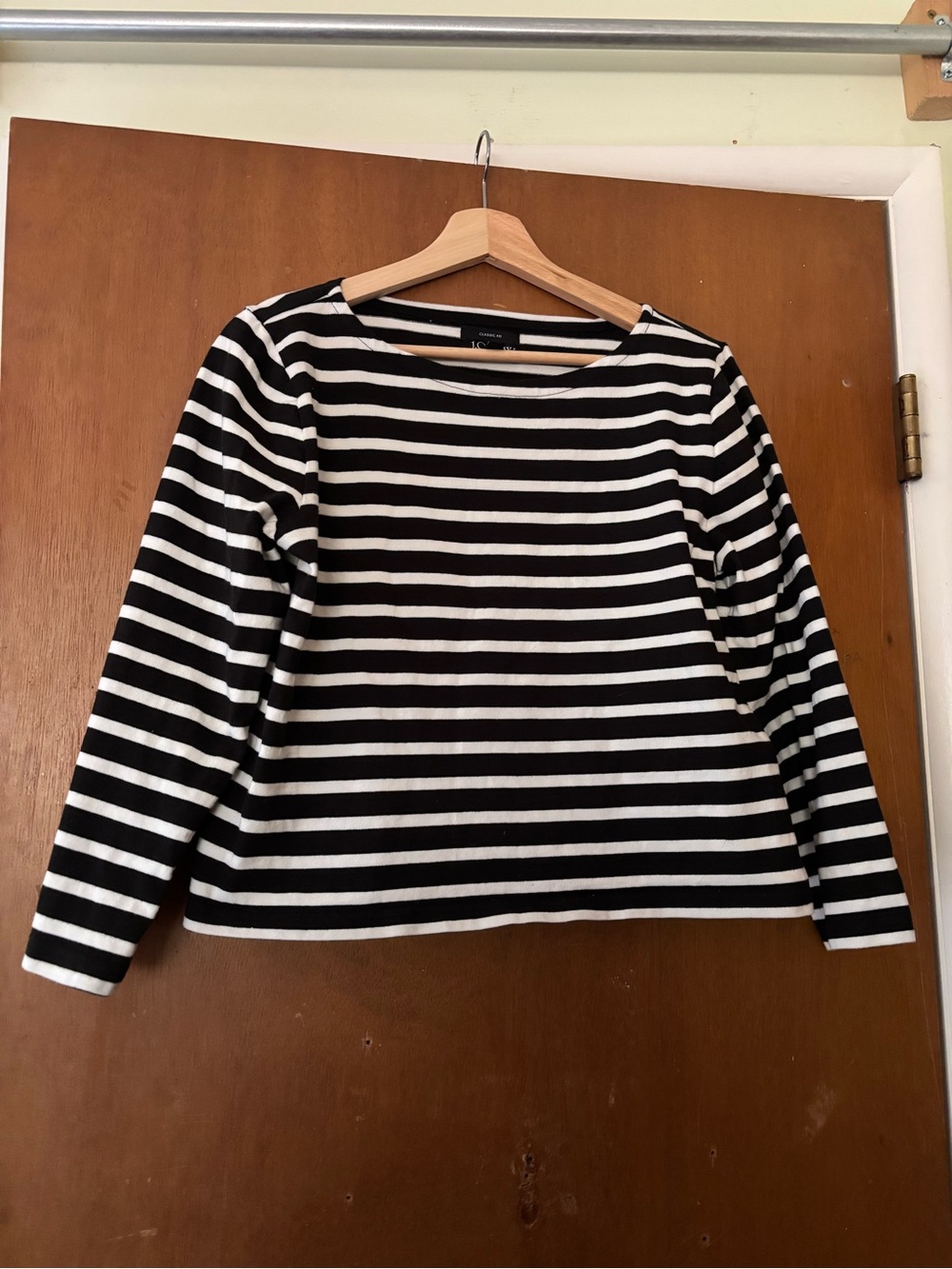 100% cotton Breton striped black and white boatneck tee top shirt